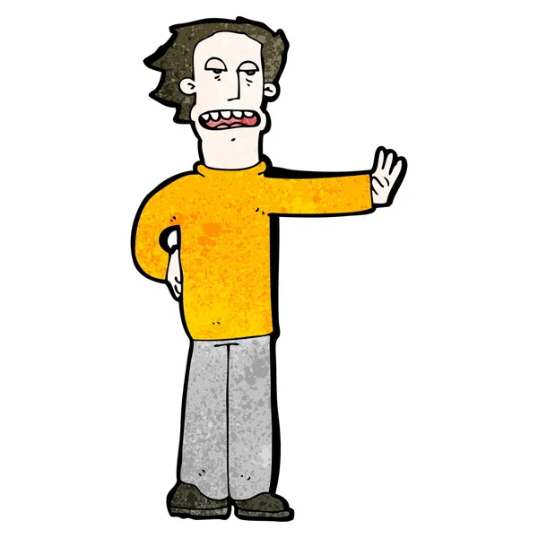 Hombre de dibujos animados gesto parada — Vector de stock
