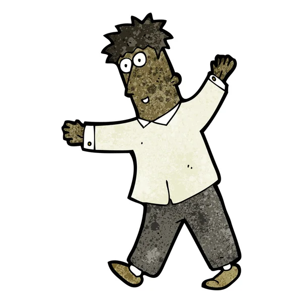 Mann balanciert auf einer Linie Karikatur (Raster-Version) — Stockvektor