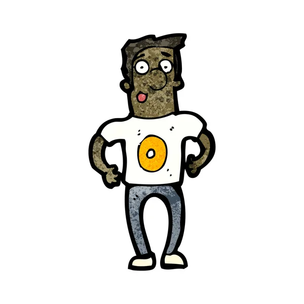 Cartoon man in nummer 0 shirt — Stockvector