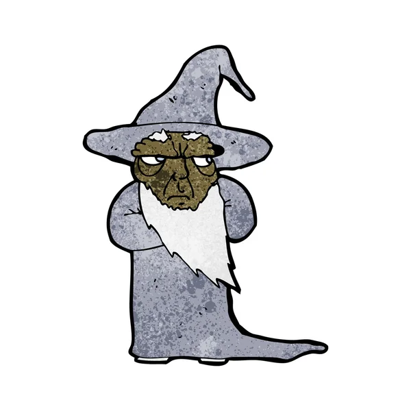 Chagrijnig cartoon wizard — Stockvector