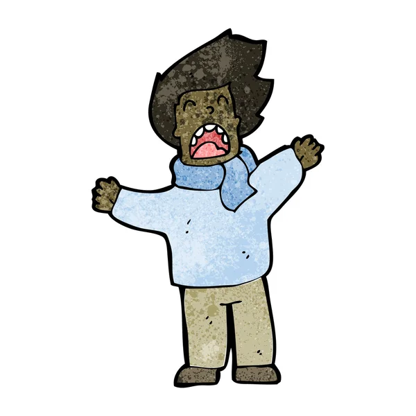 Uomo dei cartoni animati in abiti invernali — Vettoriale Stock