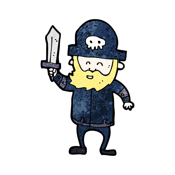 Cartoon pirate with beard — Stock Vector