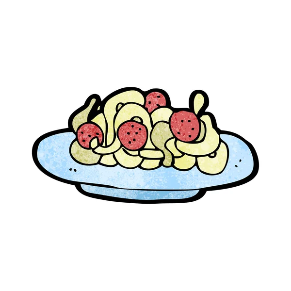 Spaghetti e polpette cartone animato — Vettoriale Stock