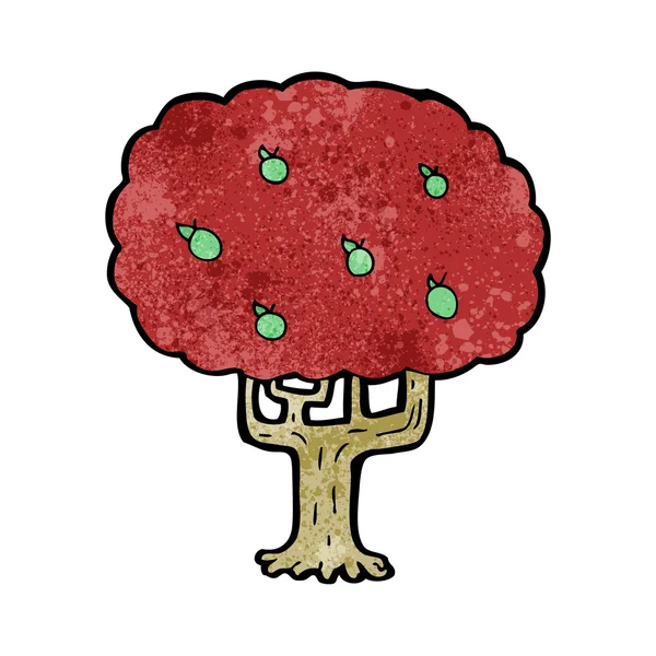 Árbol de dibujos animados con manzanas verdes — Vector de stock