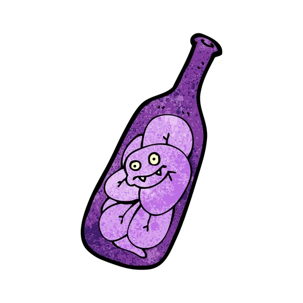 Serpiente de dibujos animados atascado en botella — Vector de stock