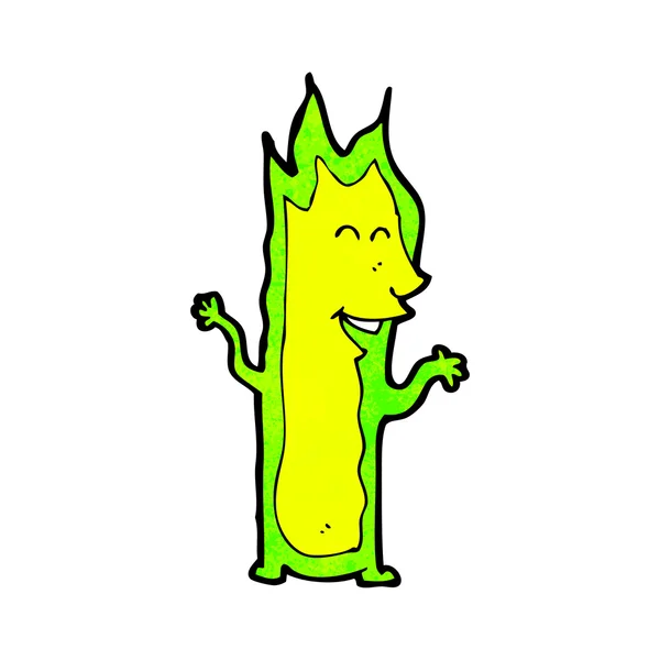 Green flame cartoon character — Stock Vector