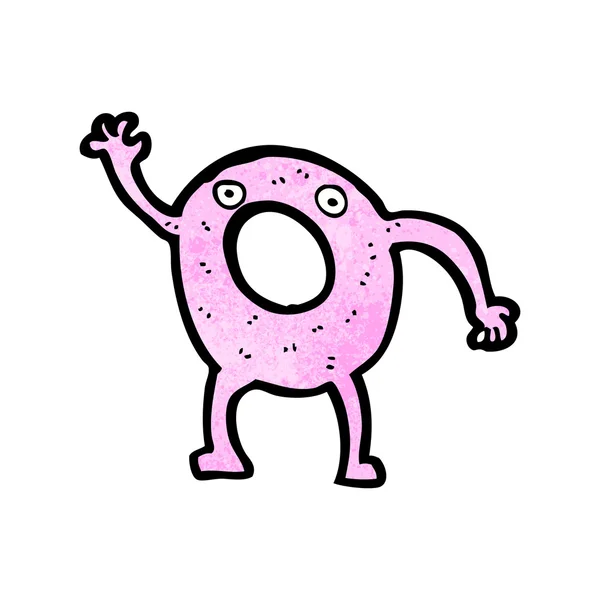 Cartoon doughnut character waving — Stock Vector