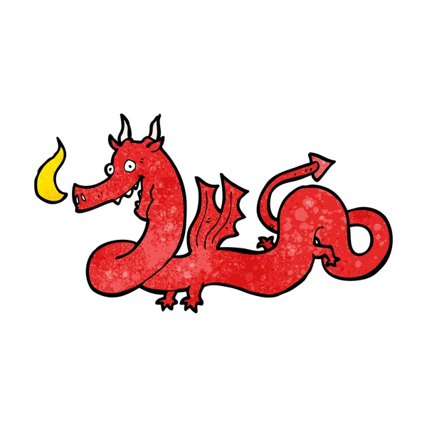 Dessin animé feu respiration dragon — Image vectorielle