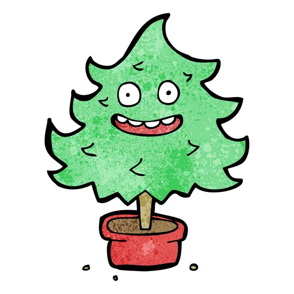 Buon Natale albero personaggio dei cartoni animati — Vettoriale Stock