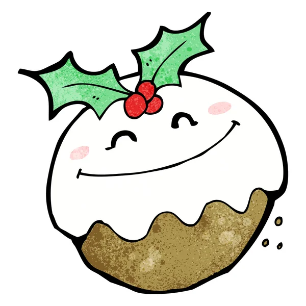 Funny christmas pudding cartoon character — Stock Vector