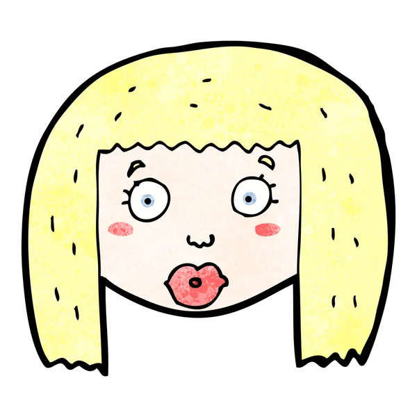 Cartoon surprised blond woman's face — Stock Vector