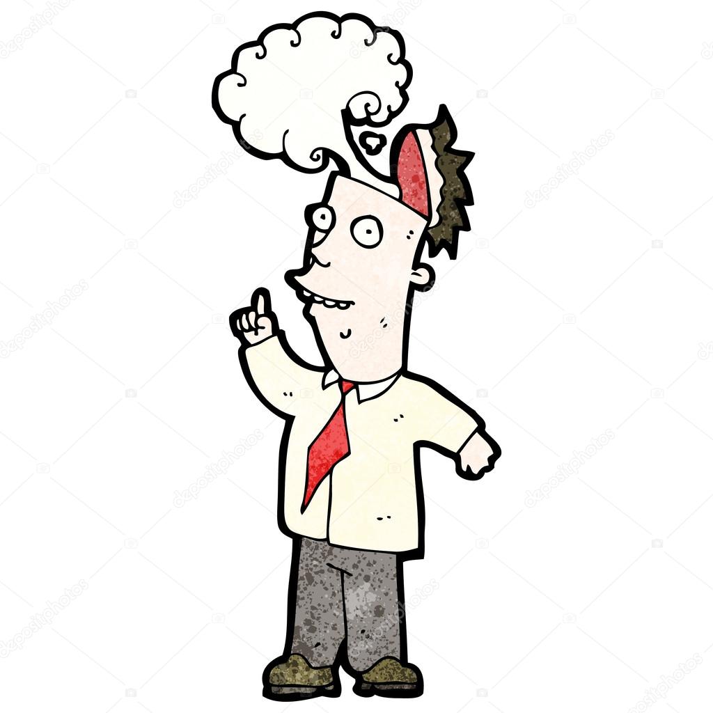 Cartoon businessman with steam coming out of head — Stock Vector