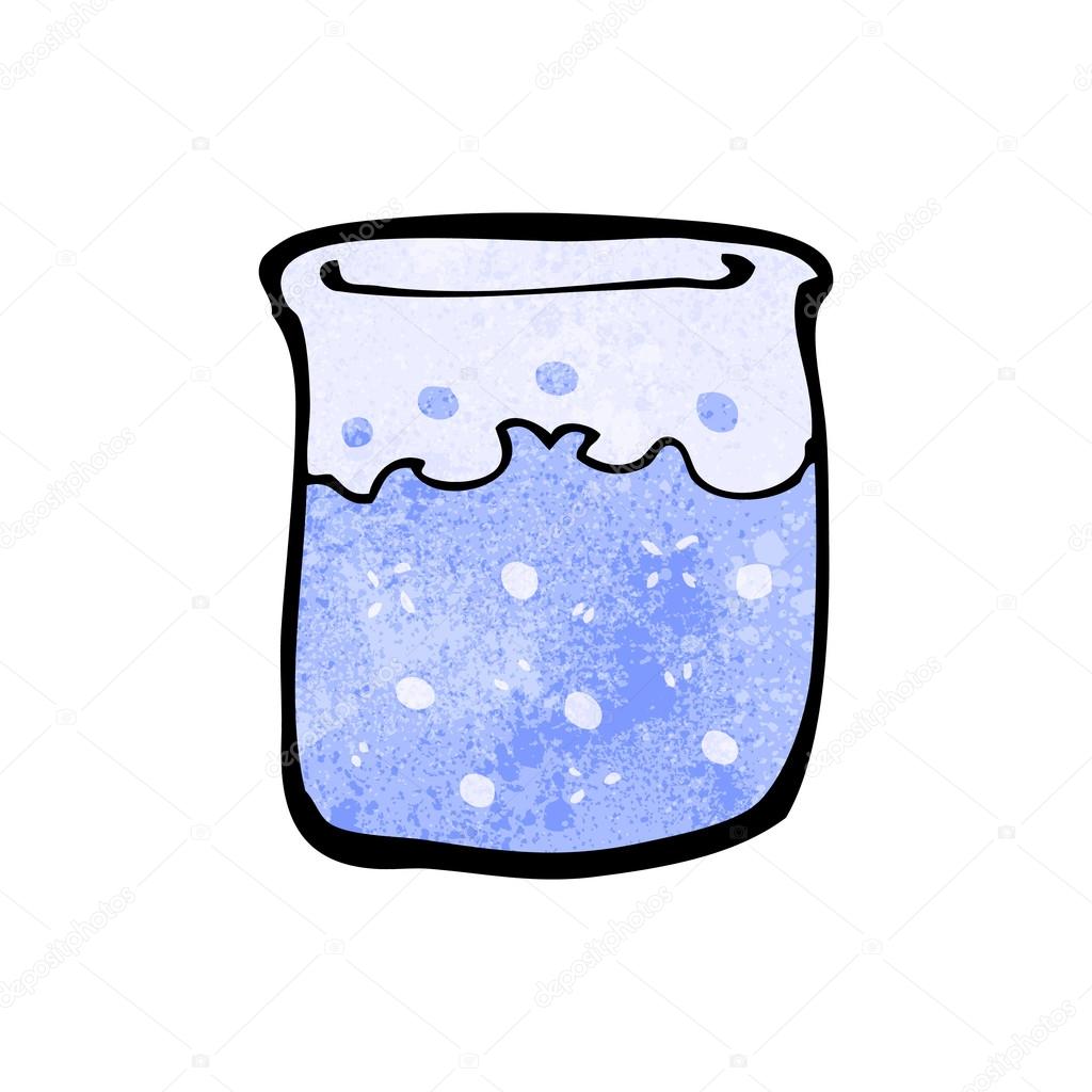 Beaker cartoon Bubbling science beaker cartoon — Stock Vector