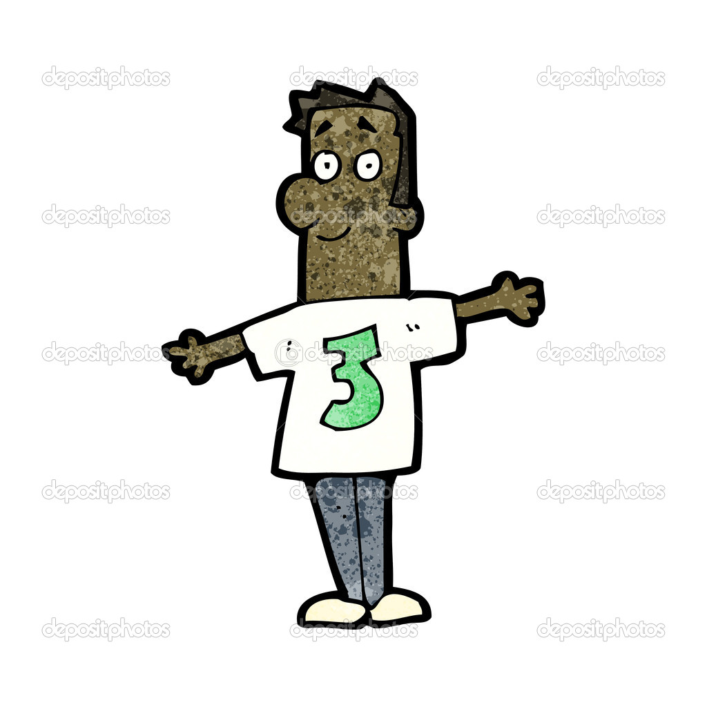 homem dos desenhos animados camisa número 3 vetores de stock