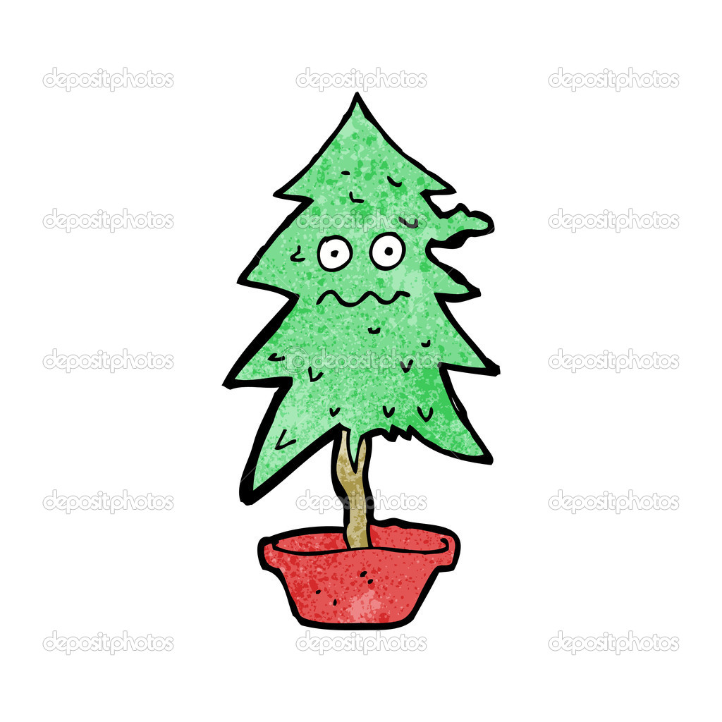 Christmas Tree Cartoon Character Stock Vector C Lineartestpilot