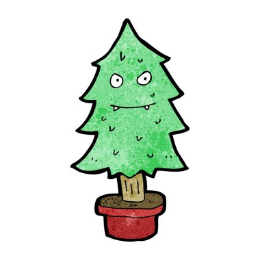 Evil christmas tree cartoon