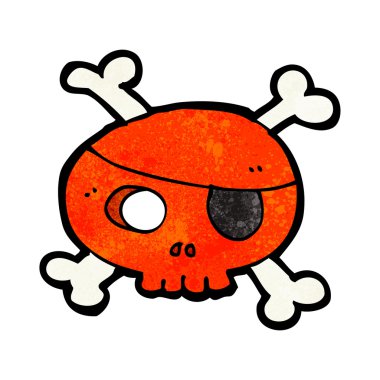 Kızıl Korsan kafatası ile çapraz kemikler ve göz bandı