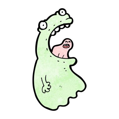 fantezi çizgi film yeşil bir hayaletin