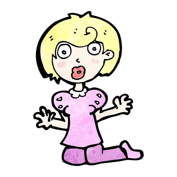 Cartoon surprised blond girl — Stock Vector