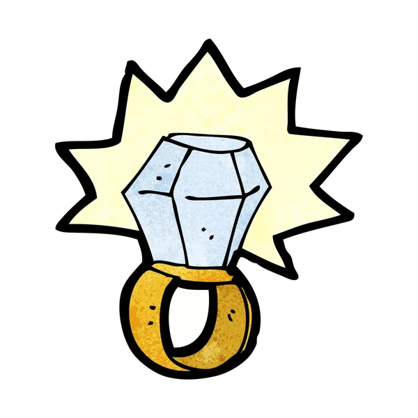 Ring van de diamant van de tekenfilm — Stockvector