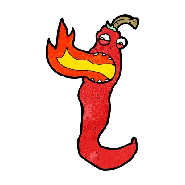 Fire breathing chili pepper cartoon — Stock Vector