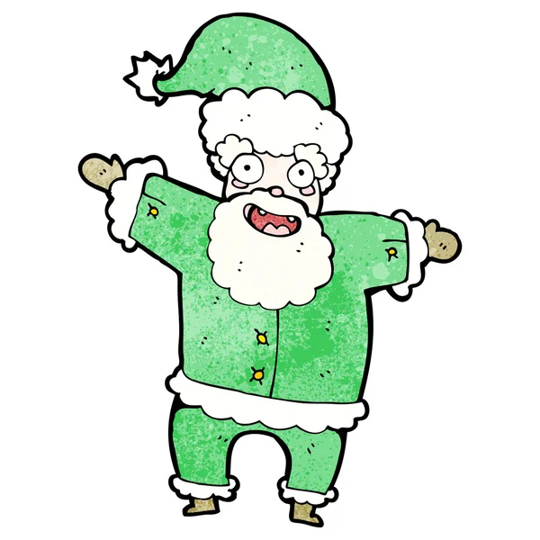 Tradicional caricatura de Santa Claus verde — Vector de stock
