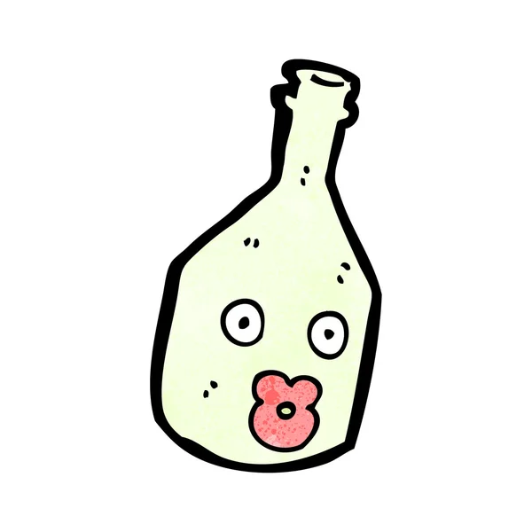 Cartoon white wine bottle with face — Stock Vector