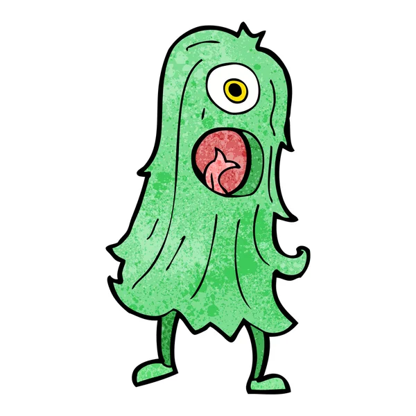 Peludo monstruo verde de dibujos animados — Archivo Imágenes Vectoriales