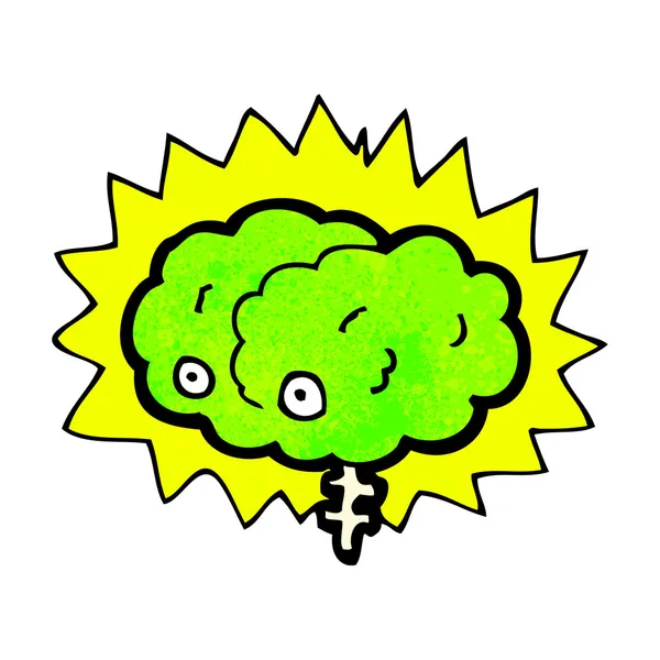 Green Brain With A Burst — Stock Vector