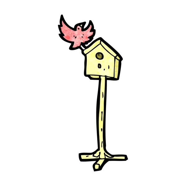 Fågel och fågel hus tecknade — Stock vektor