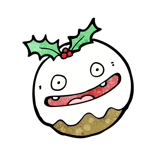 Funny christmas pudding cartoon — Stock Vector