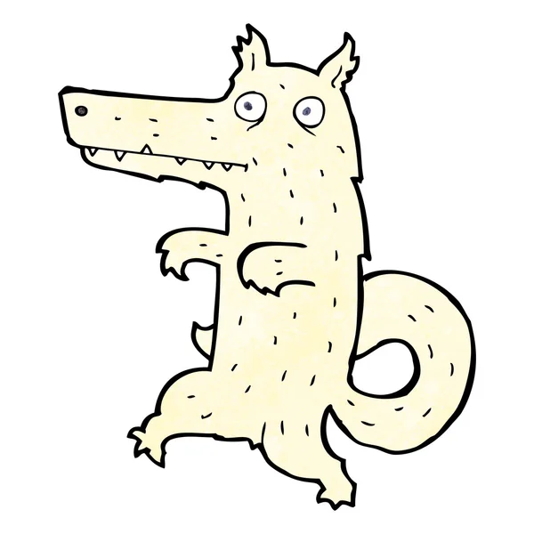 Dessin animé loup blanc furtif — Image vectorielle