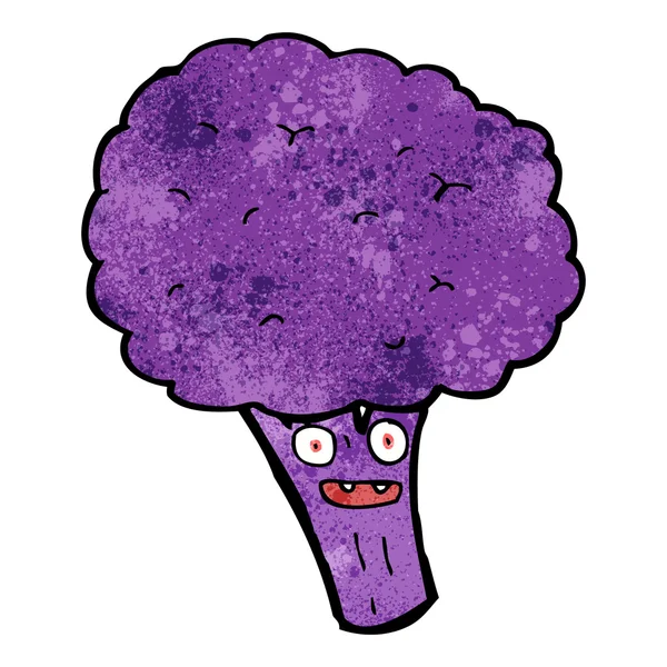 Brokoli warna ungu kartun - Stok Vektor