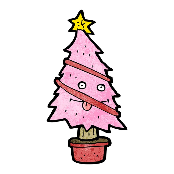 Dibujos animados de árbol de Navidad rosa — Vector de stock