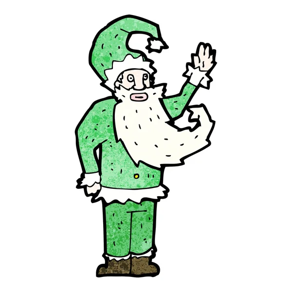 Annoiato verde Babbo Natale cartone animato — Vettoriale Stock