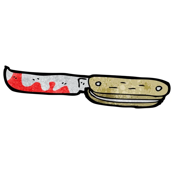 Cuchillo plegable sangriento de dibujos animados — Vector de stock