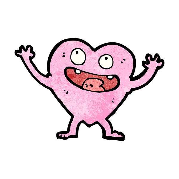 Ondeando corazón personaje de dibujos animados — Vector de stock