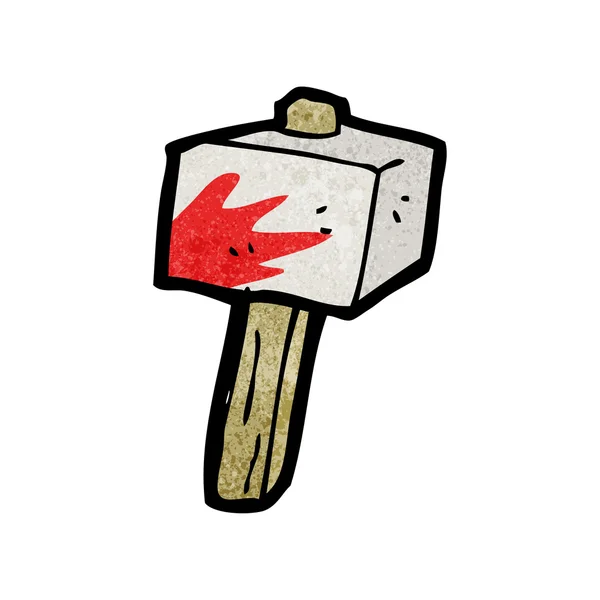 Cartoon bloed spetterde hamer — Stockvector