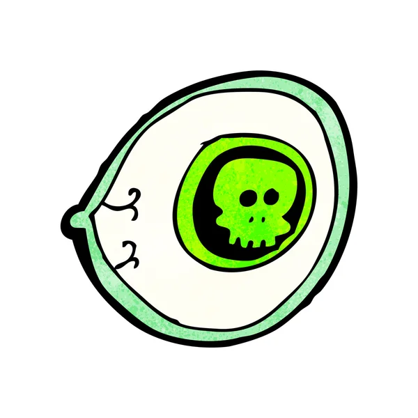 Cartoon eyeball with skull — Stock Vector