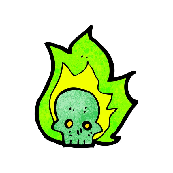绿色头骨和火焰 — 图库矢量图片