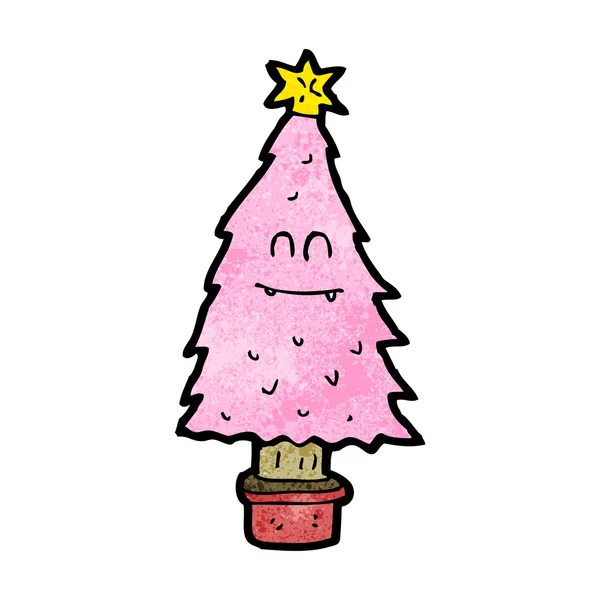 Dibujos animados rosa árbol de Navidad — Vector de stock