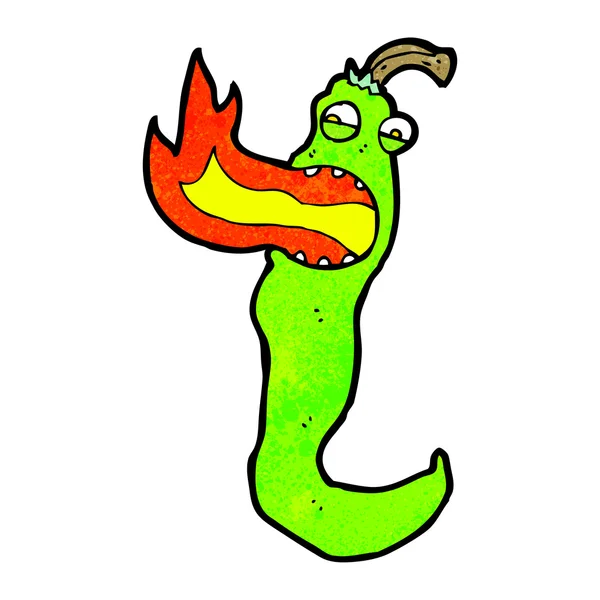 Fire breathing chili pepper cartoon — Stock Vector