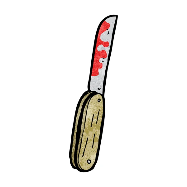 Cuchillo plegable sangriento de dibujos animados — Vector de stock