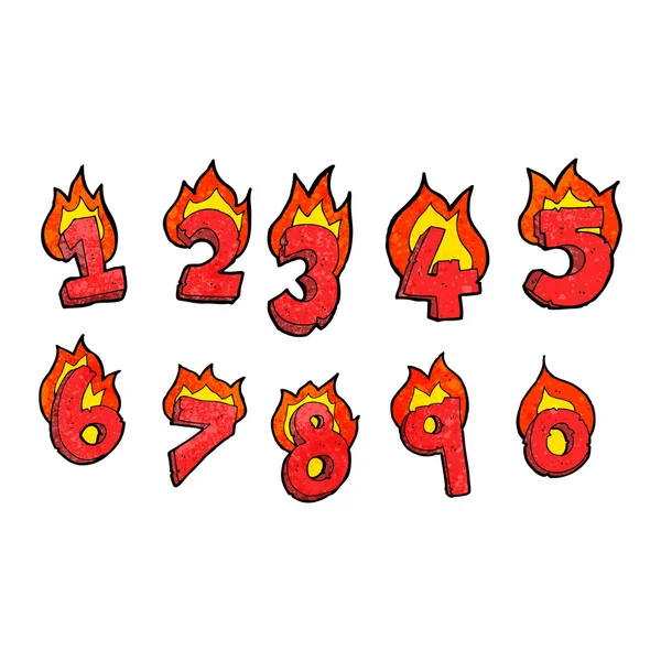 Número de dibujos animados prendido fuego — Vector de stock