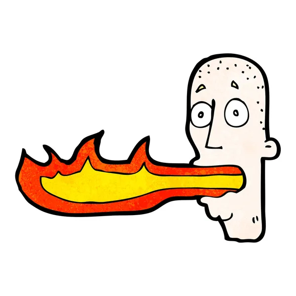 Ember légzés tüzet rajzfilm — Stock Vector