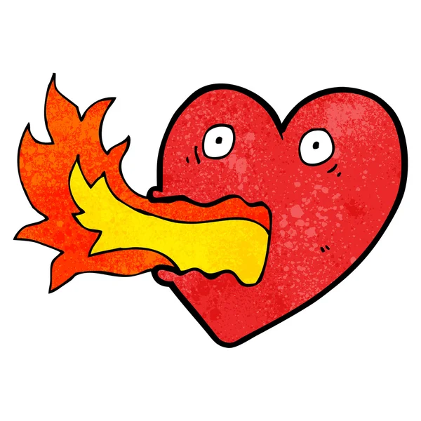 Coração de respiração de fogo desenhos animados —  Vetores de Stock