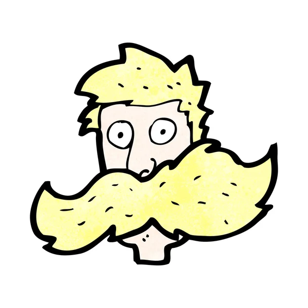 Hombre de dibujos animados con bigote enorme — Vector de stock