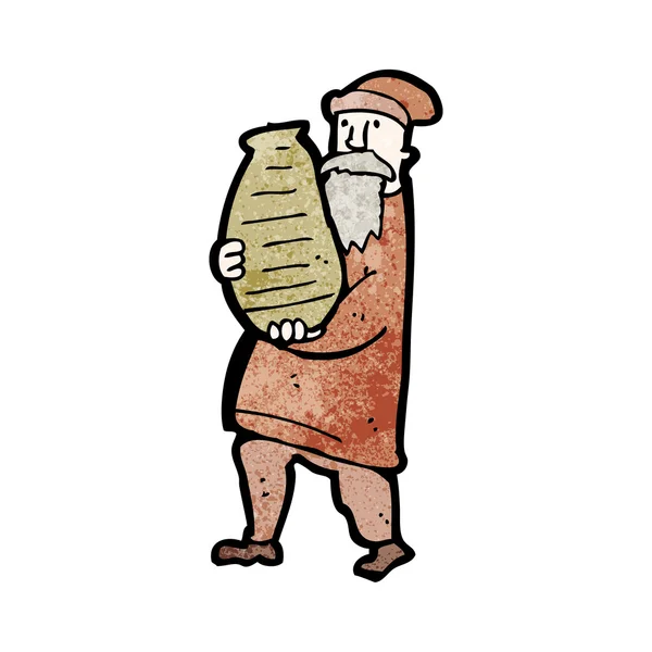 Cartoon man with clay pot — Stock Vector