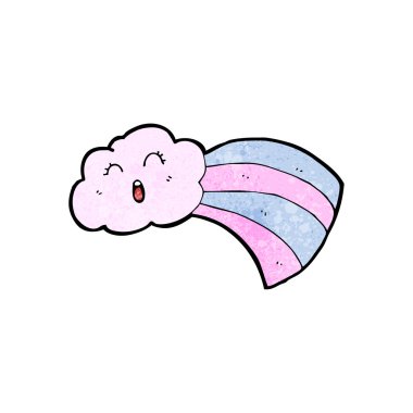 mutlu retro bulut çizgi film karakteri