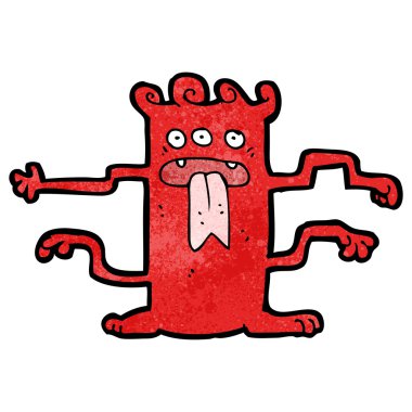 dört el karikatür ile kırmızı canavar